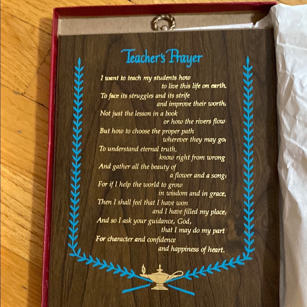 Teacher's Prayer Plaque with Blue and Gold Design